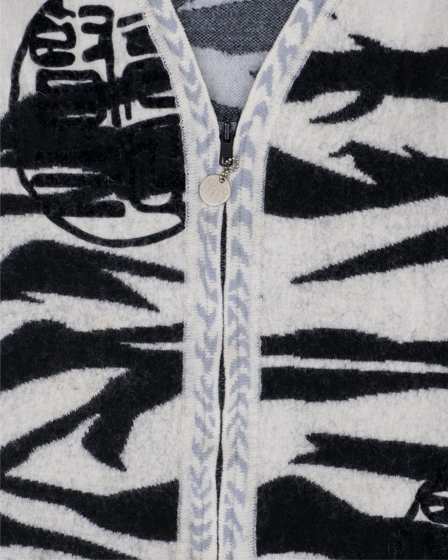 1980s Kenzo Zebra Zip Up Cardigan