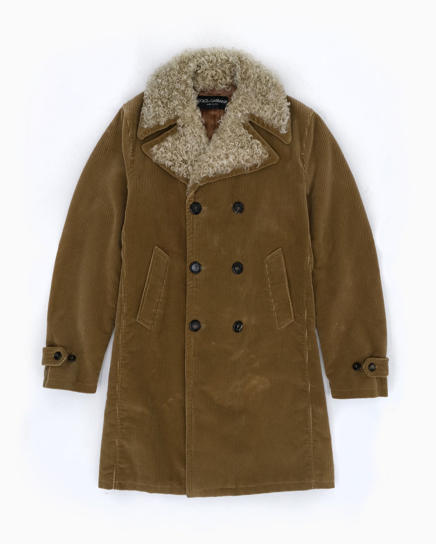 Dolce & Gabbana Double Breasted Afghan Corduroy Coat