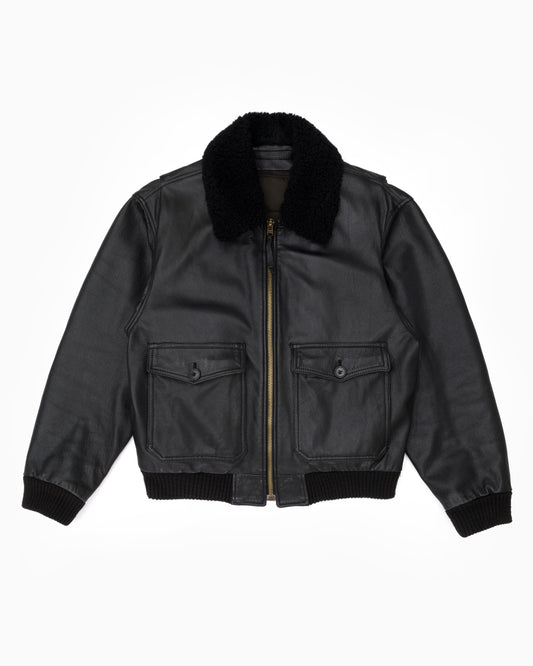 Avirex Leather Aviator Jacket with Shearling Collar