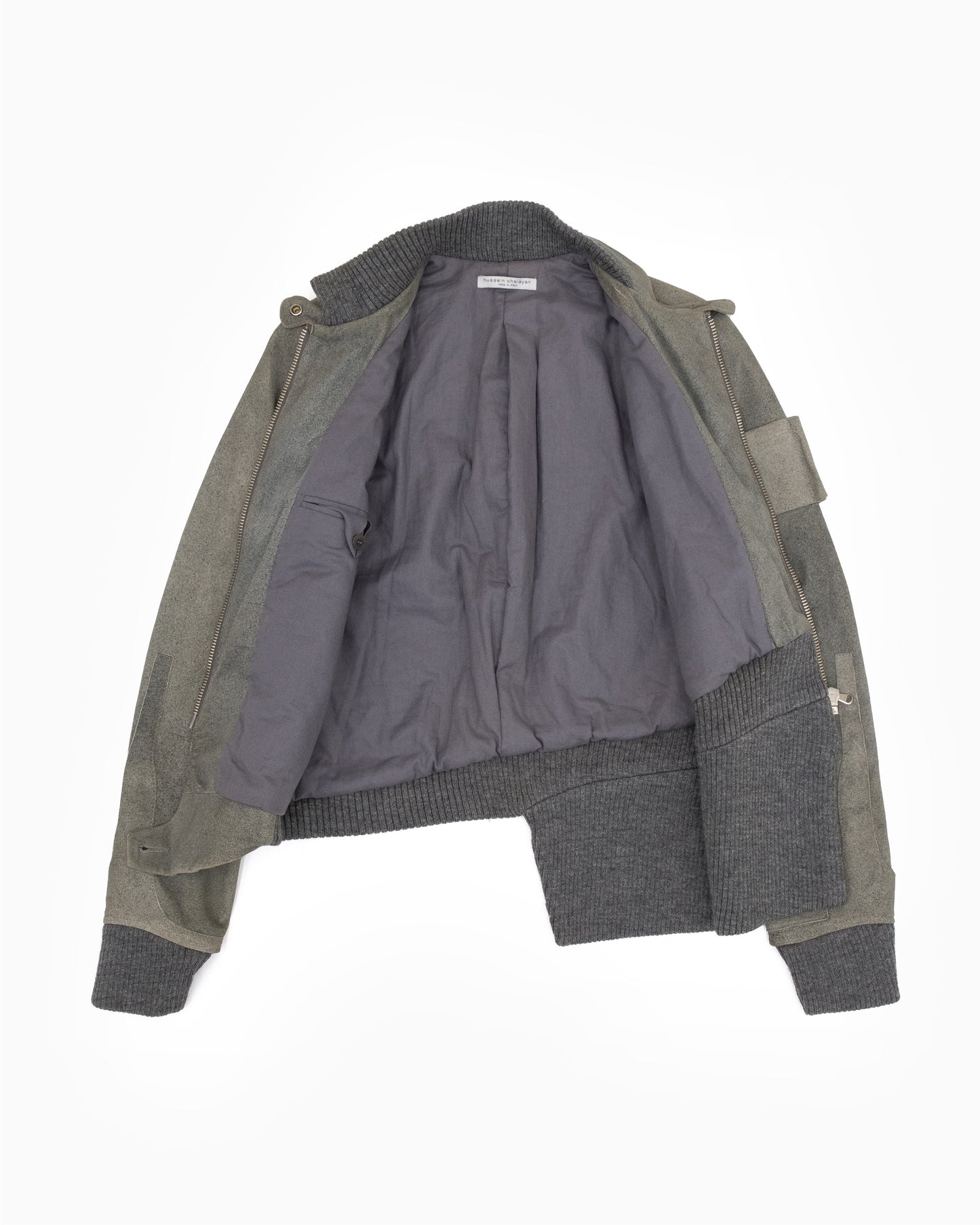 AW02 Hussein Chalayan Deconstructed Raw Hide Bomber Jacket