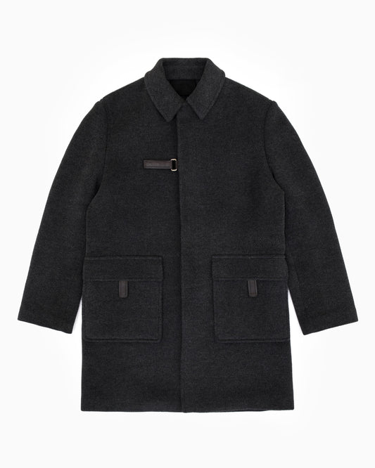 Prada AW99 Wool Coat with Leather Tabs