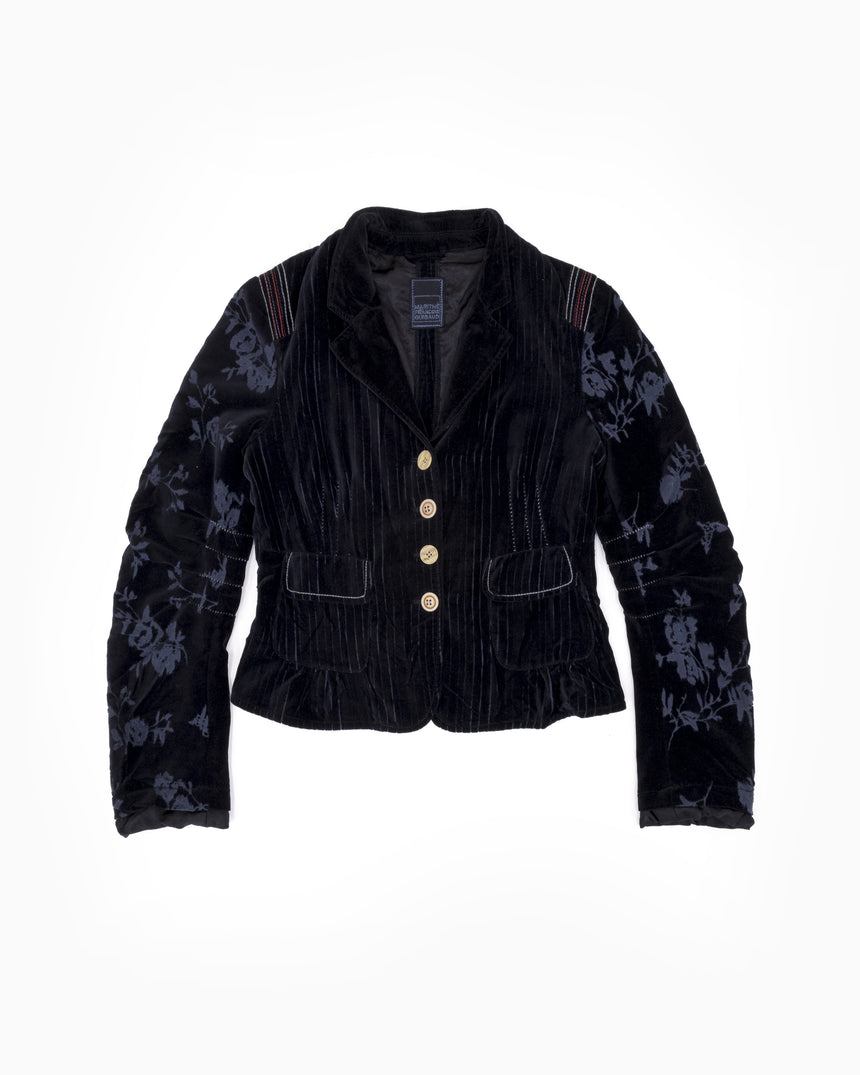 Marithe + Francois Girbaud Velour Blazer with Floral Pattern