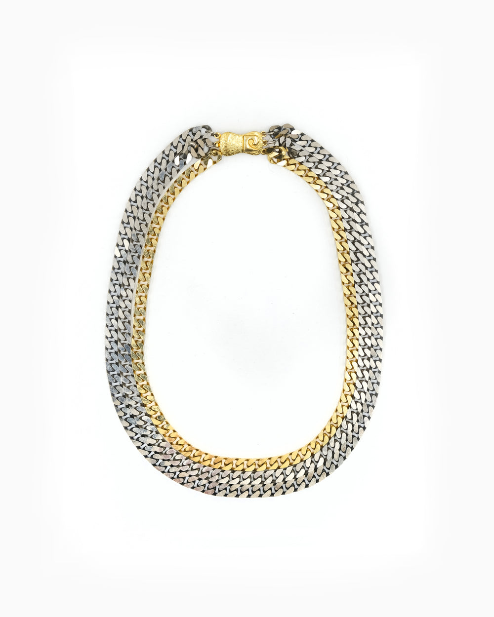 1990s Pierre Cardin Trio Two Tone Cuban Link Necklace