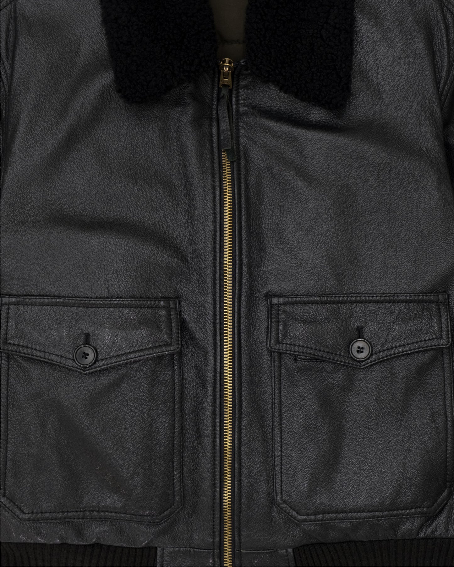 Avirex Leather Aviator Jacket with Shearling Collar