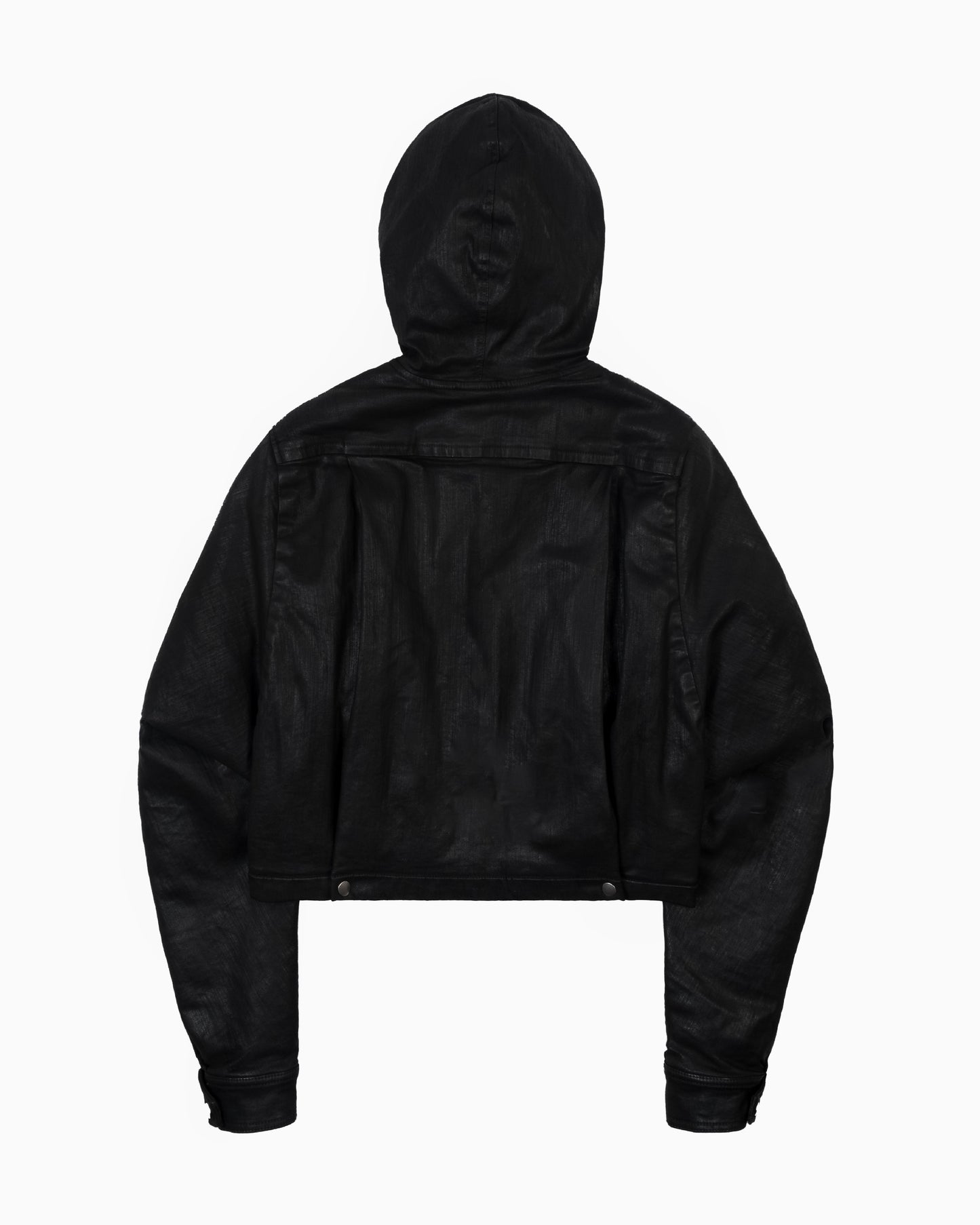 Rick Owens Waxed Hooded Cropped Denim Jacket