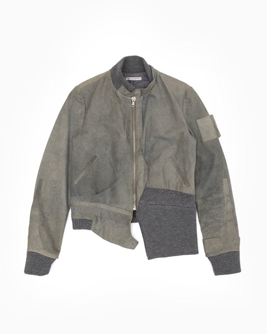 AW02 Hussein Chalayan Deconstructed Raw Hide Bomber Jacket
