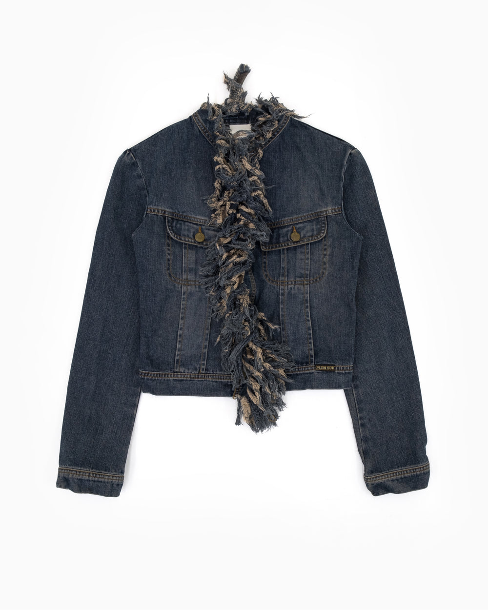 Plein Sud Denim Jacket with Fringed Button Line