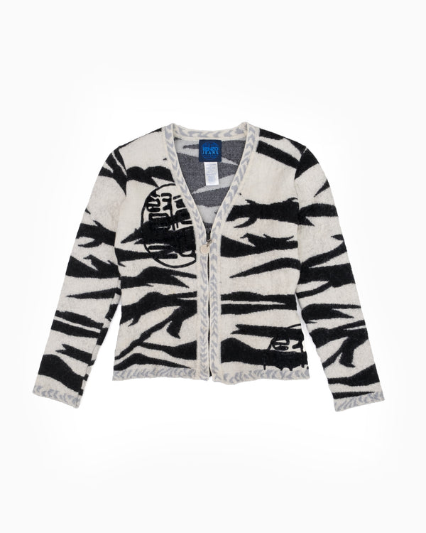 1980s Kenzo Zebra Zip Up Cardigan