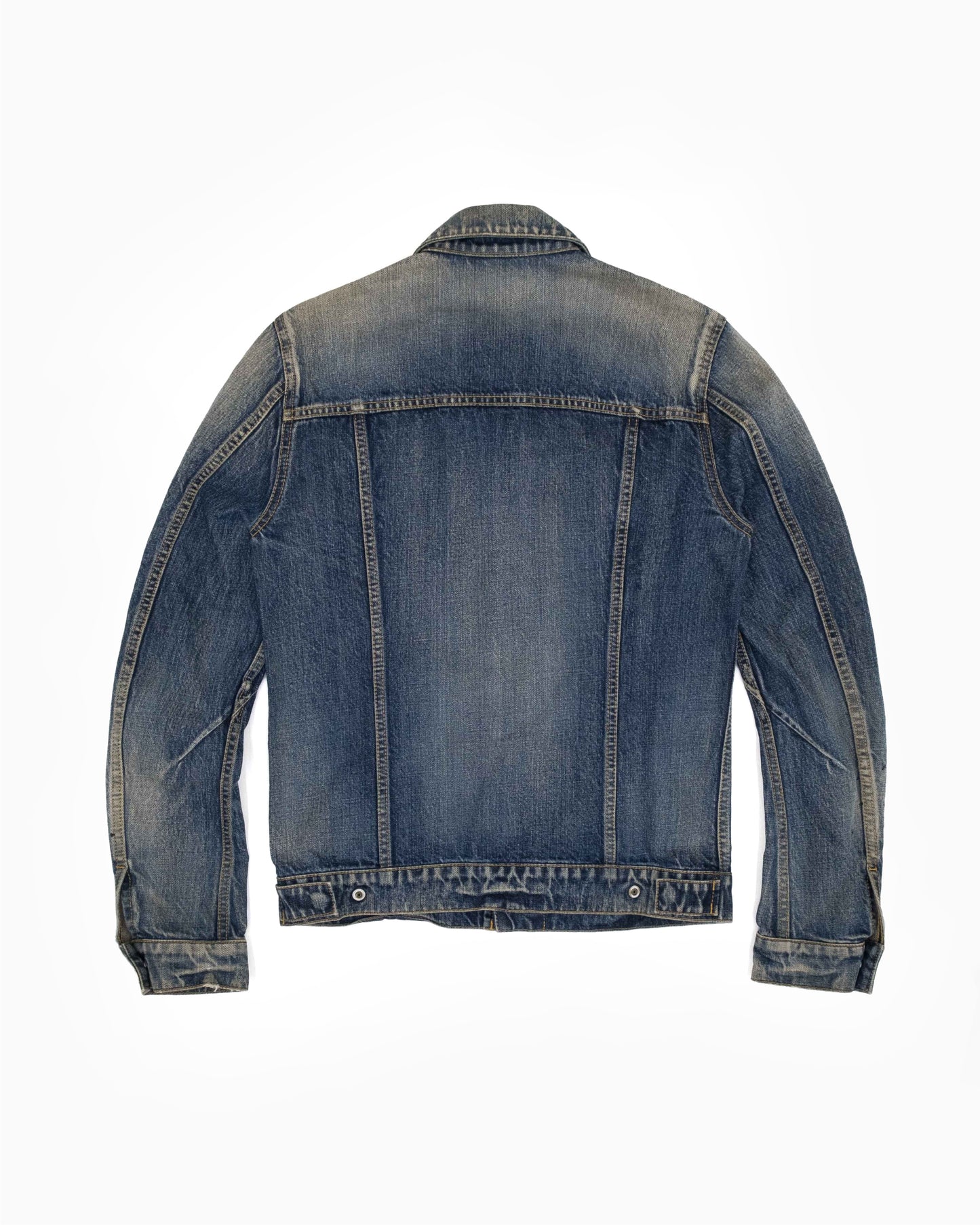 Attachment by Kazuyuki Kumagai Sand Washed Denim Trucker Jacket