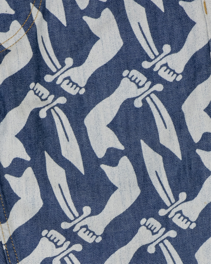 1998 Vivienne Westwood Anglomania Flared Jeans with Sword Print