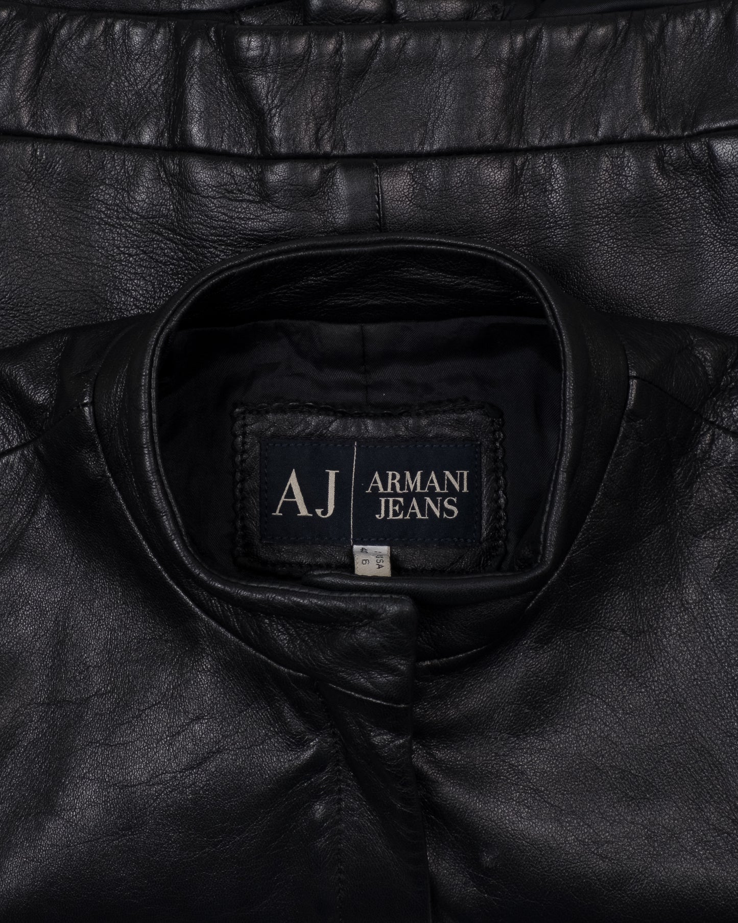 Armani Cafe Racer Motorbike Leather Jacket with Hidden Zip