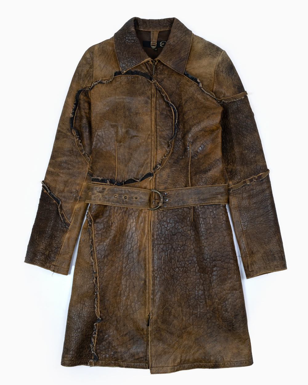 Roberto Cavalli Belted Leather Coat