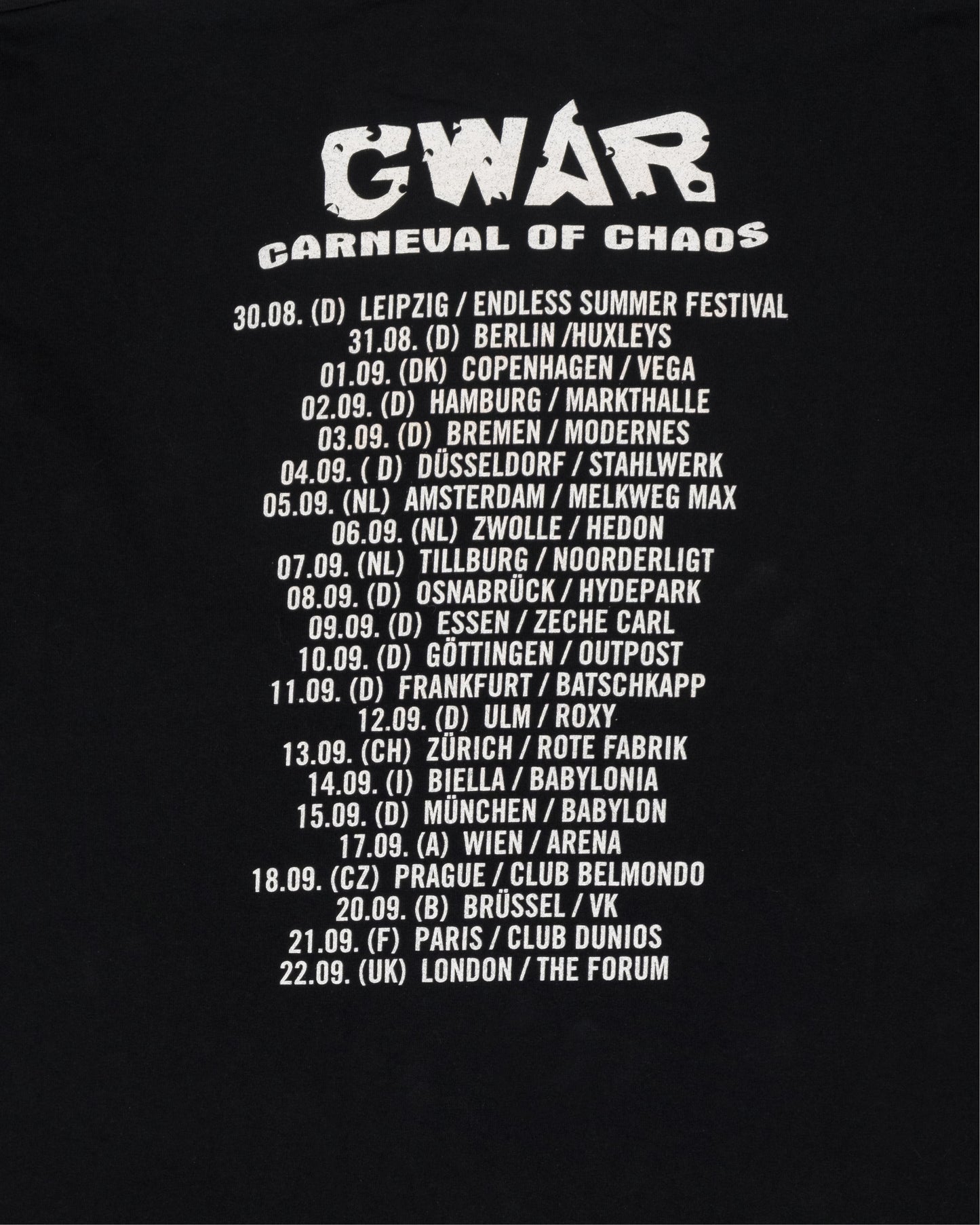 GWAR 1997 Europe Tour T-Shirt