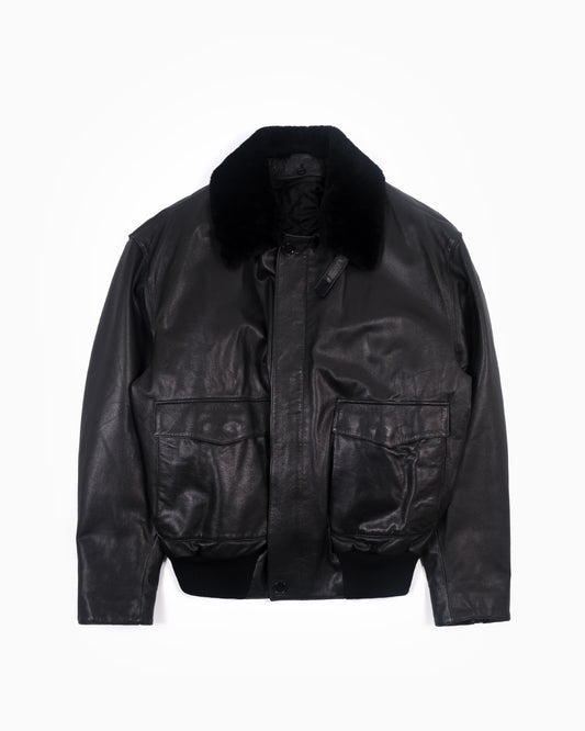 Ruffo Leather Bomber Jacket with Fur Collar