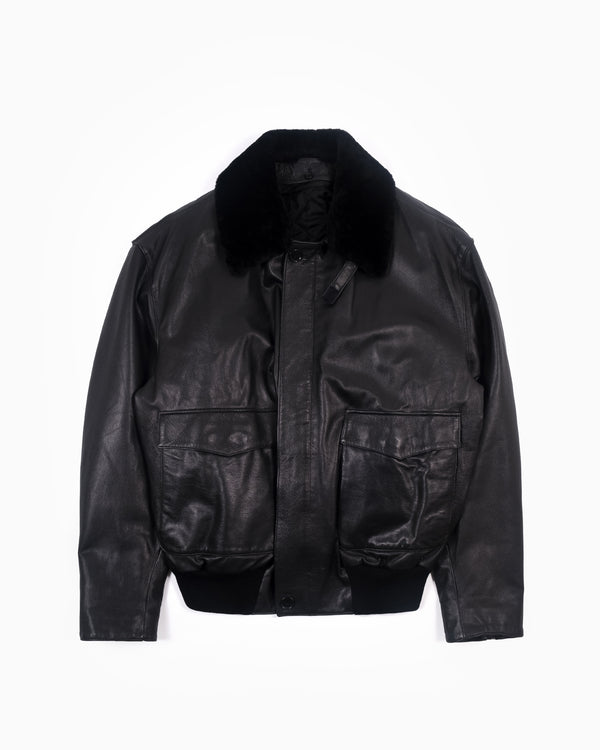 Ruffo Leather Bomber Jacket with Fur Collar