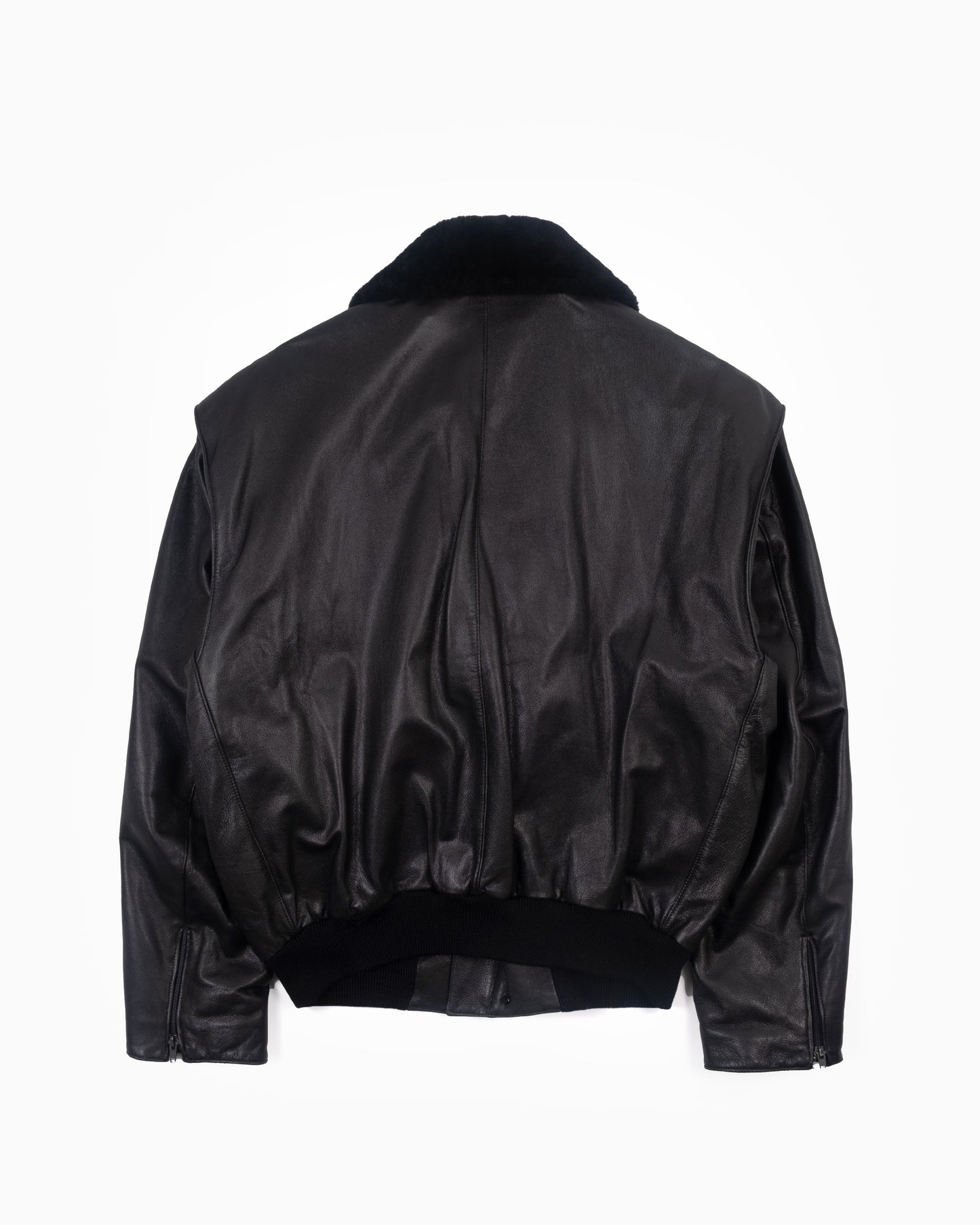 Ruffo Leather Bomber Jacket with Fur Collar