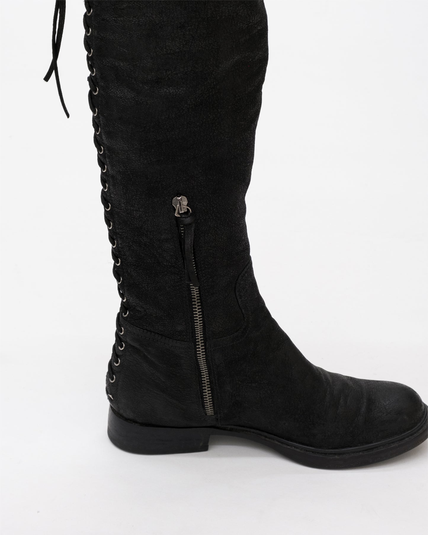 Miu Miu Overknee Lace Up Leather Boots