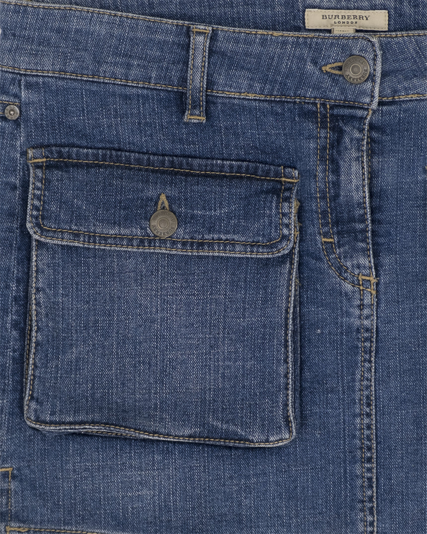 Burberry Denim Mini Skirt with Cargo Pockets