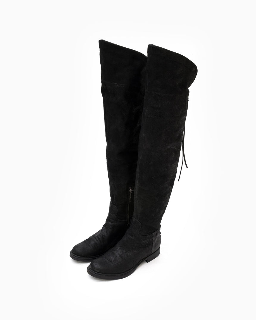 Miu Miu Overknee Lace Up Leather Boots