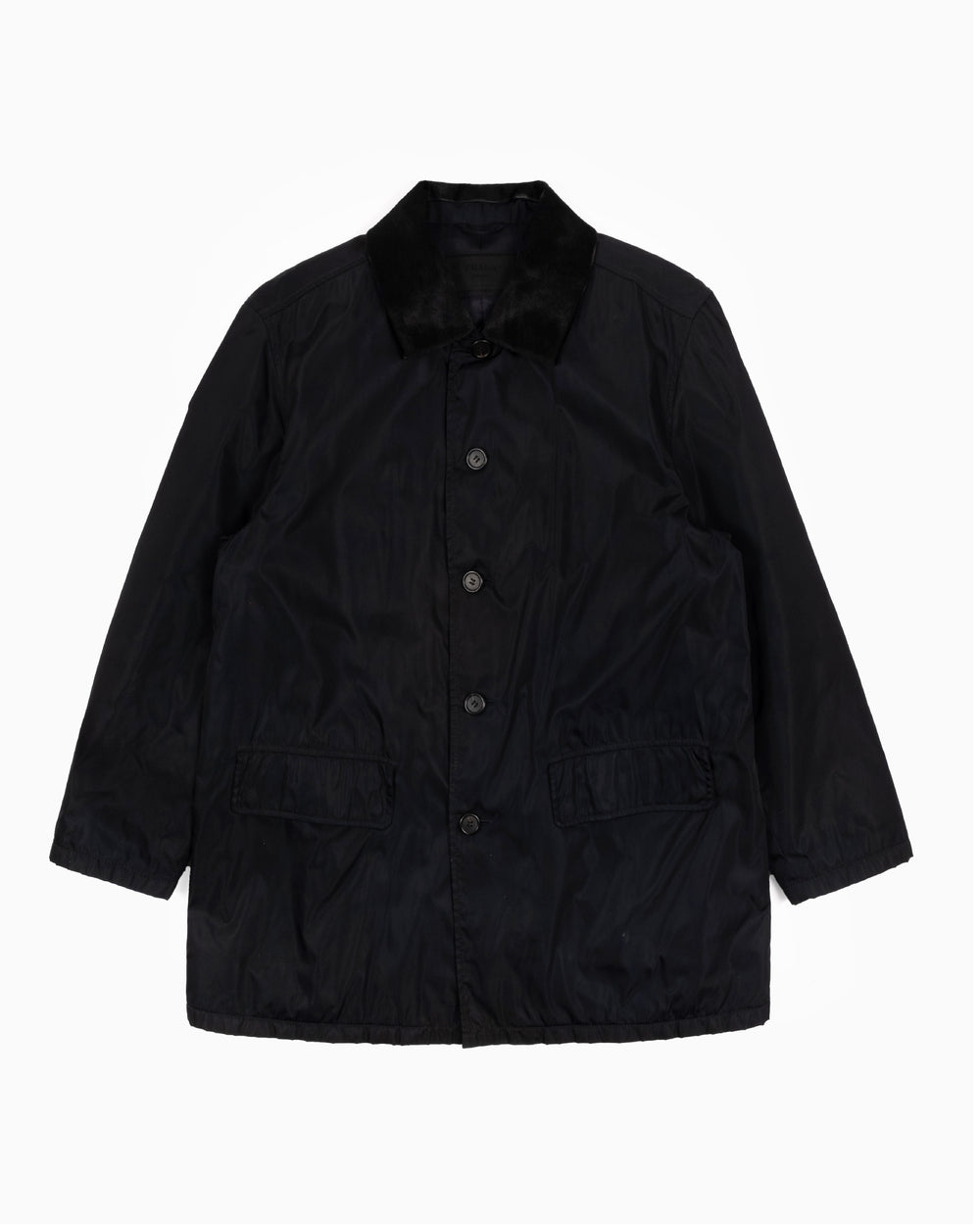 Prada Nylon Coat with Cowhide Collar