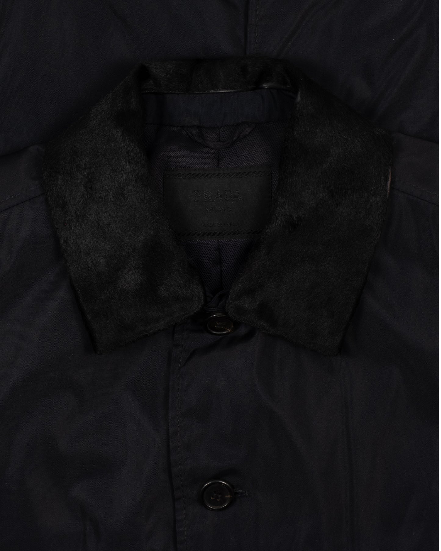 Prada Nylon Coat with Cowhide Collar