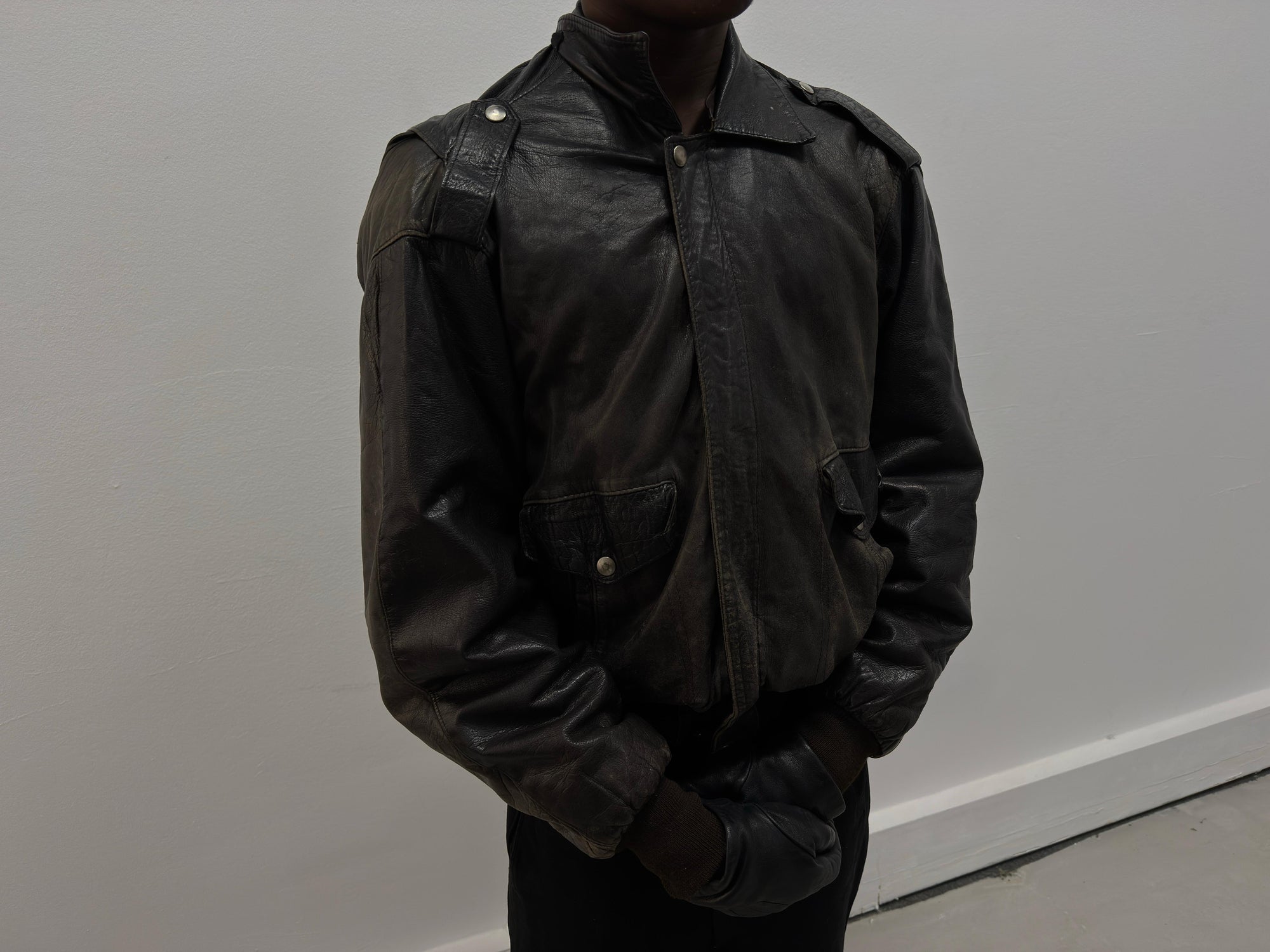 1980s french leather bomber