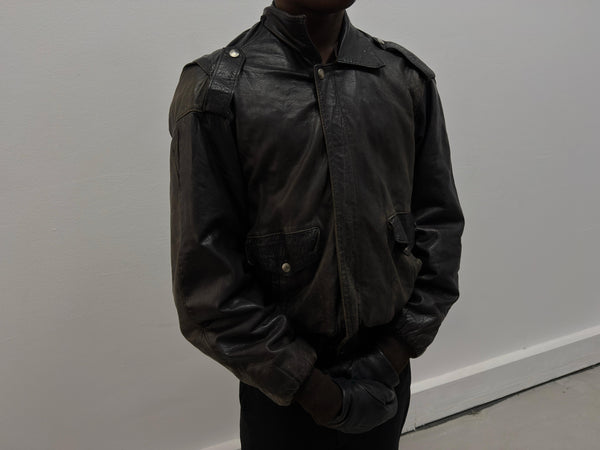 1980s french leather bomber