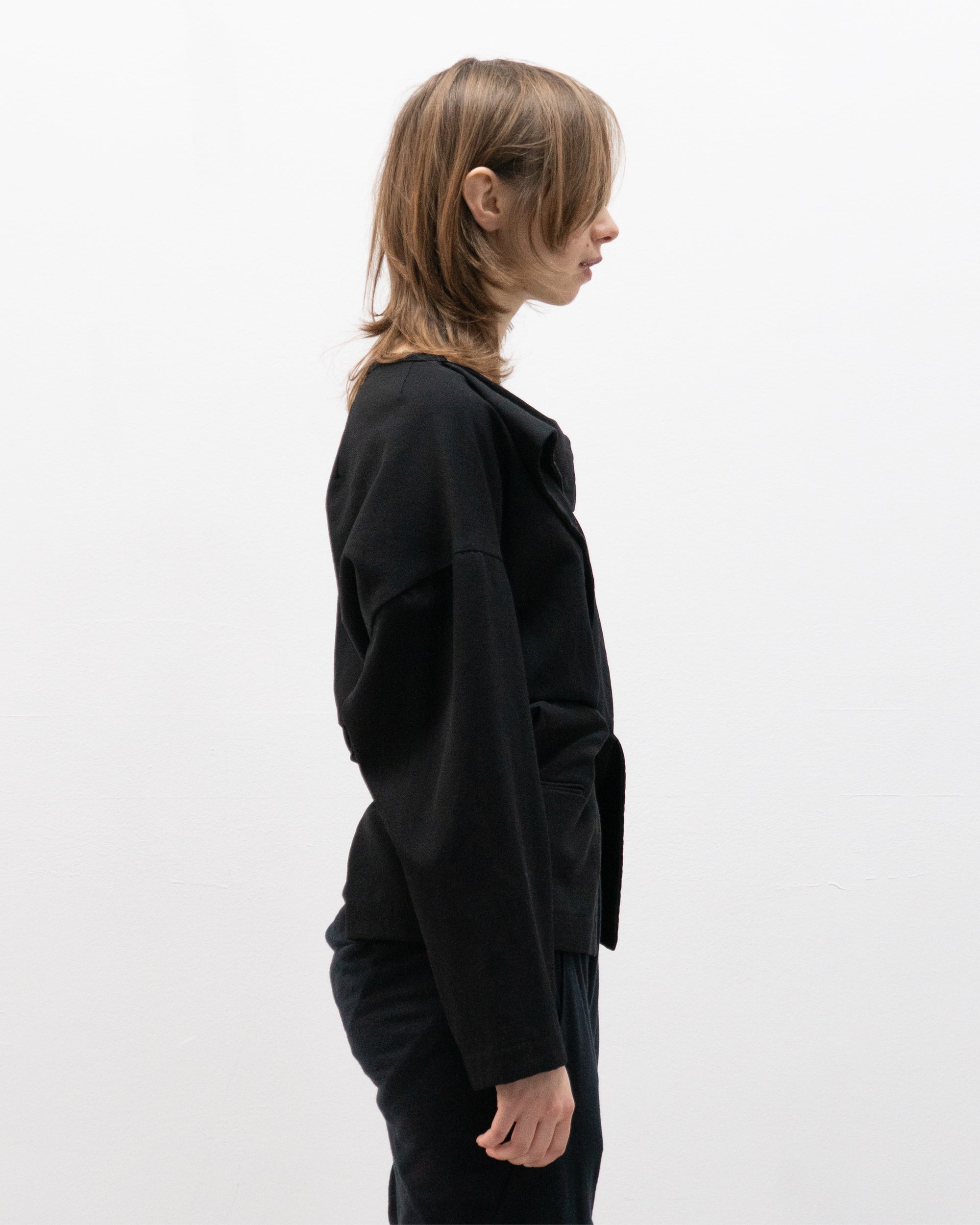 comme des garcons single button blazer with wrap collar