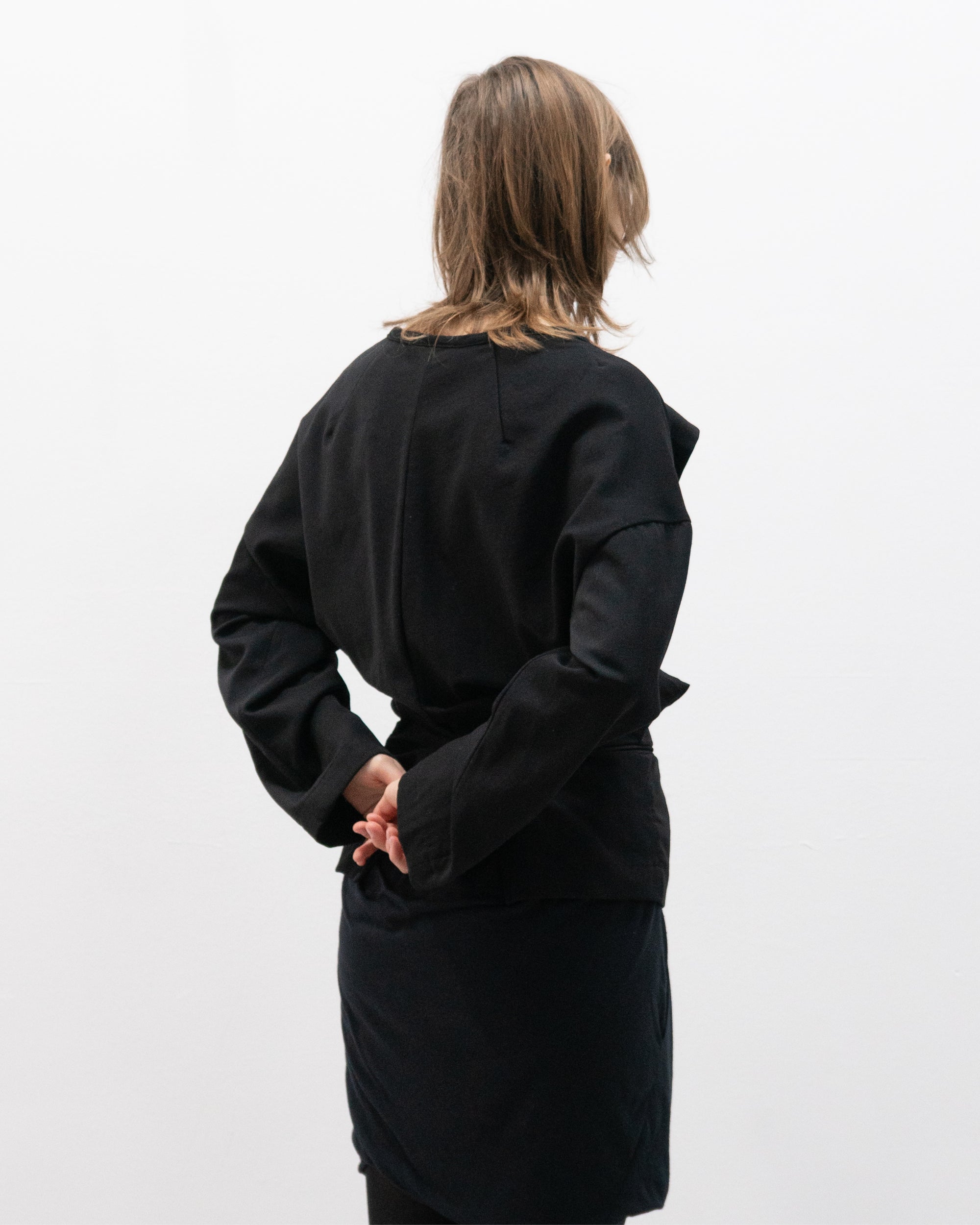 comme des garcons single button blazer with wrap collar