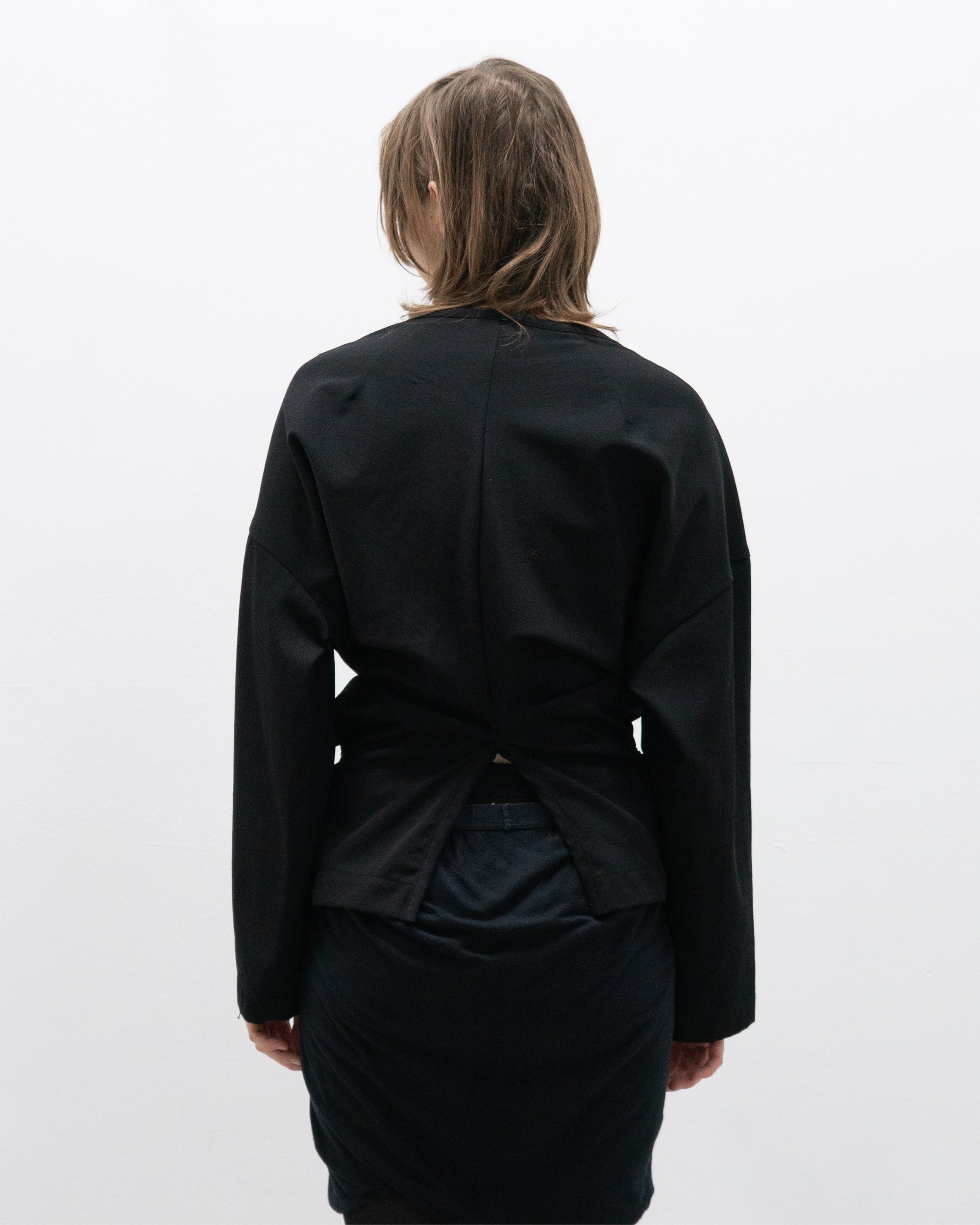 comme des garcons single button blazer with wrap collar