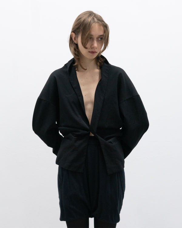 comme des garcons single button blazer with wrap collar