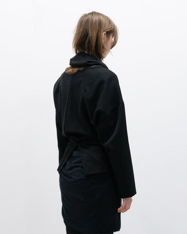 comme des garcons single button blazer with wrap collar