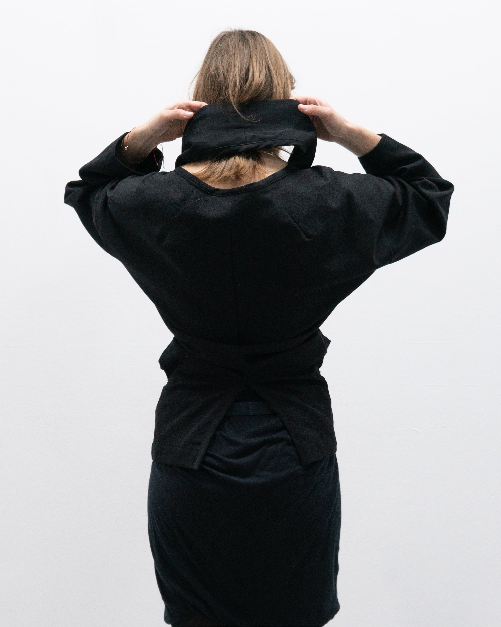 comme des garcons single button blazer with wrap collar