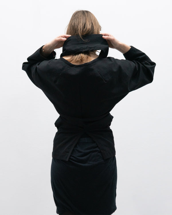 comme des garcons single button blazer with wrap collar