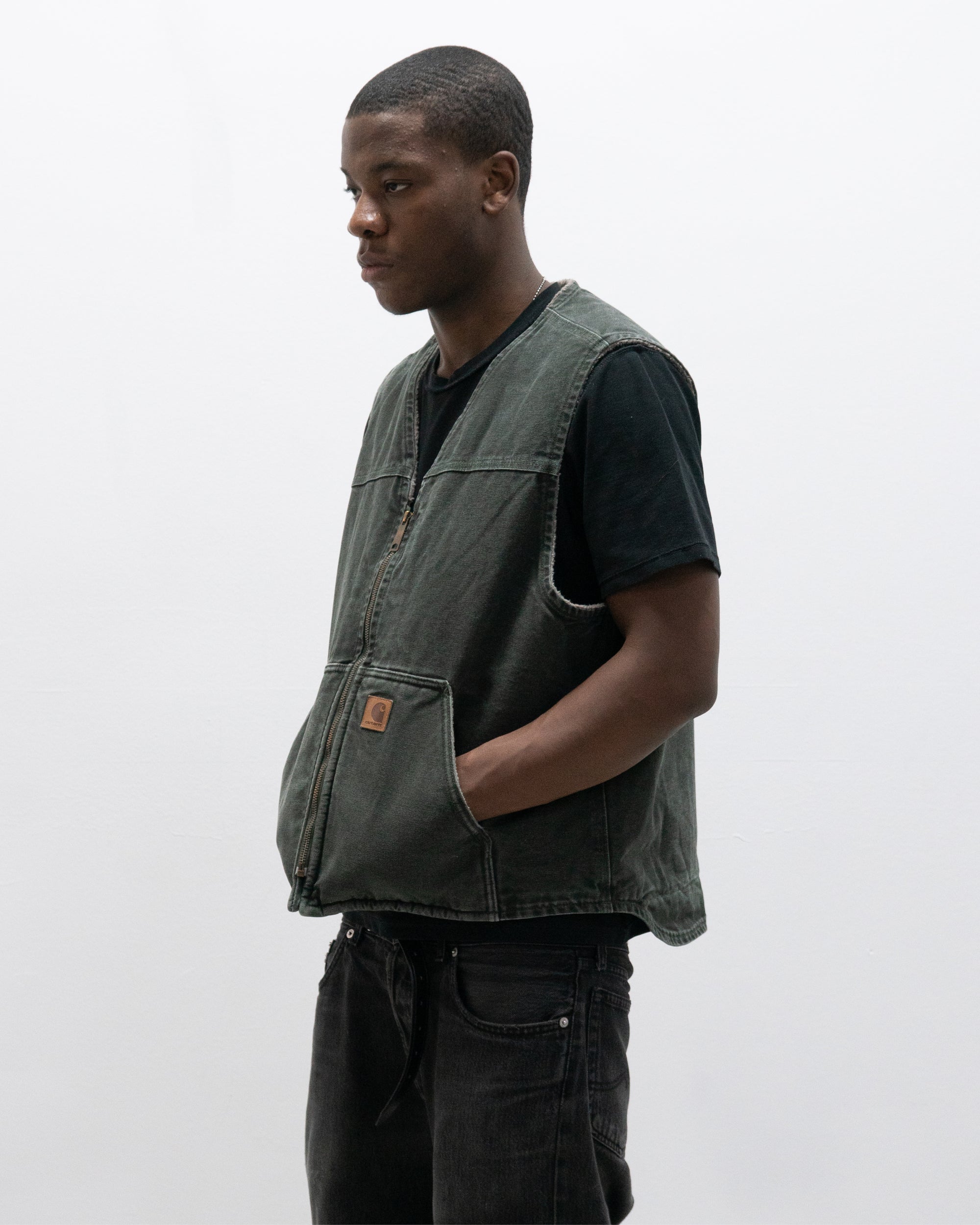 carhartt shearling lined duck canvas vest