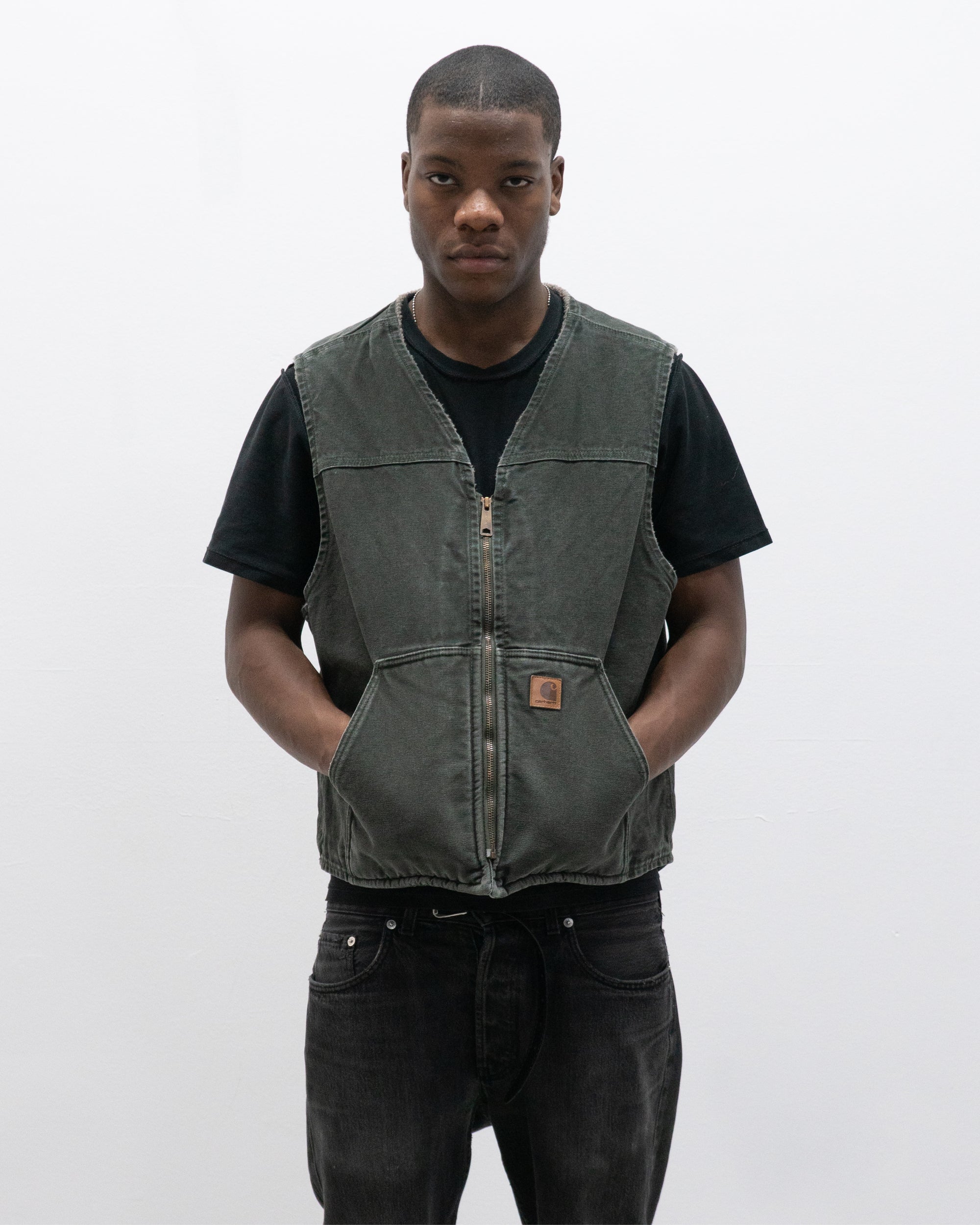 carhartt shearling lined duck canvas vest