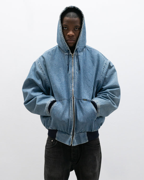 oshkosh hooded blanket lined denim bomber jacket