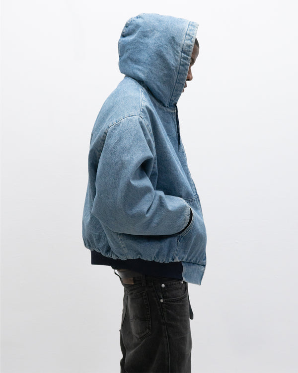 oshkosh hooded blanket lined denim bomber jacket