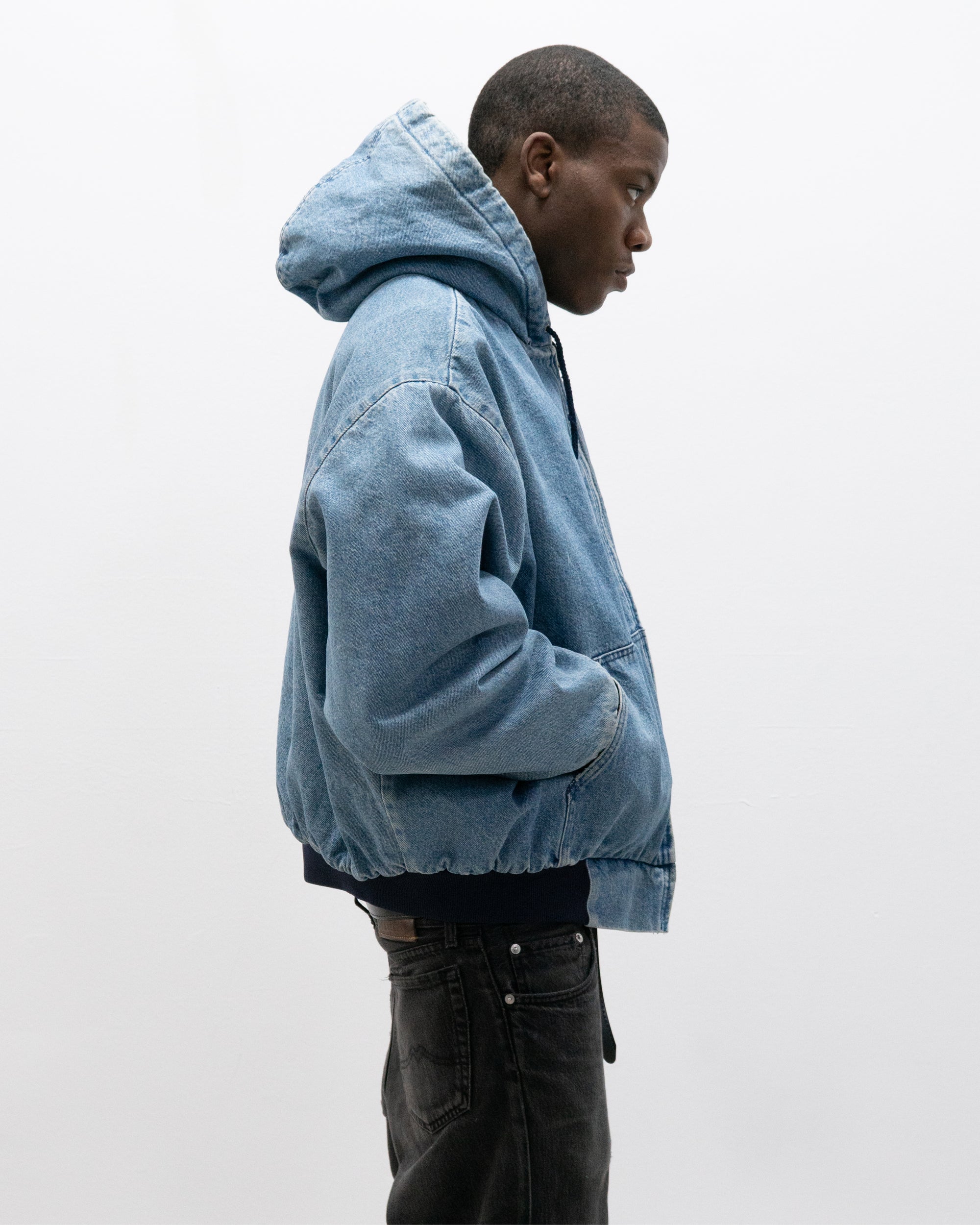oshkosh hooded blanket lined denim bomber jacket