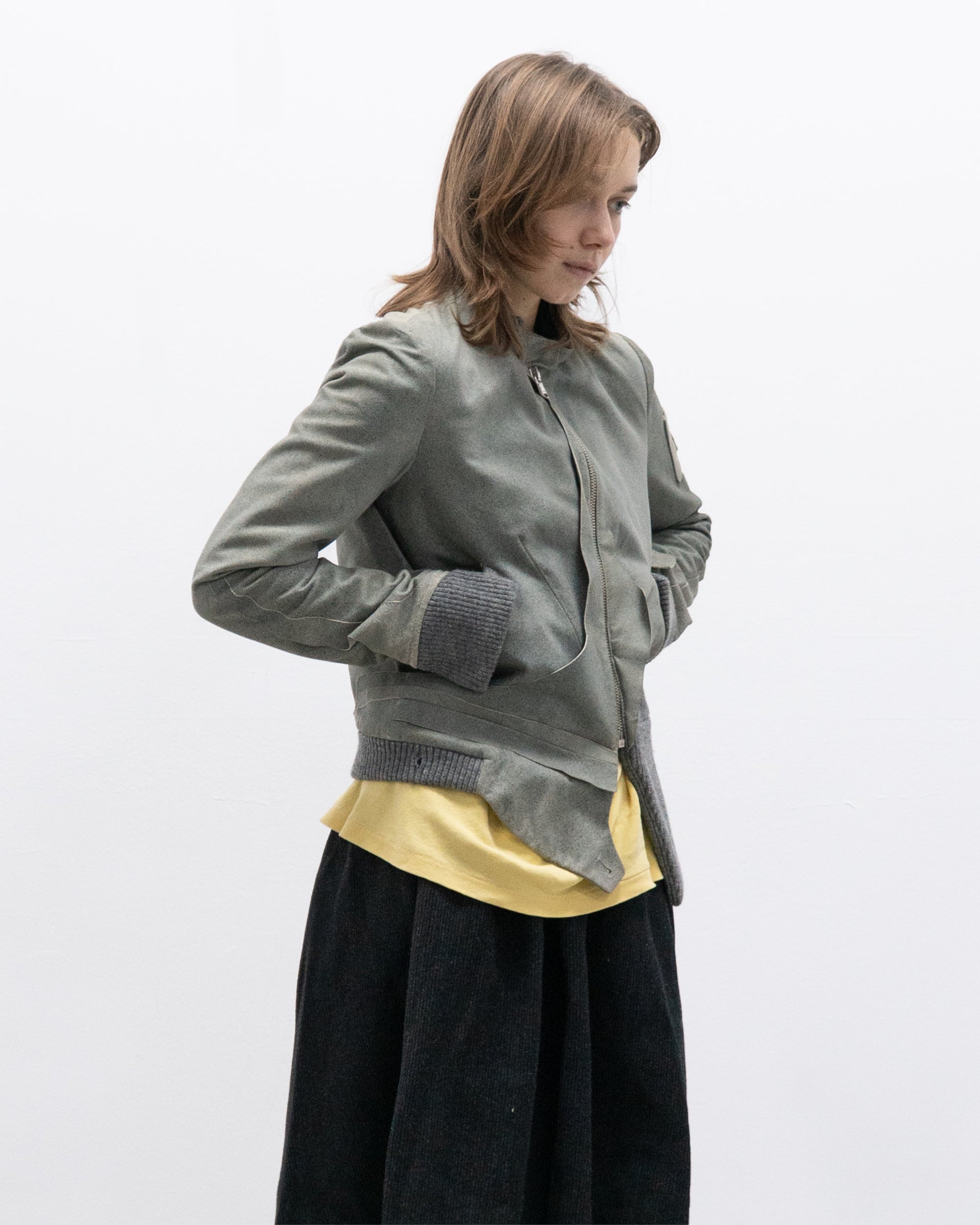 hussein chalayan aw02 raw hide bomber jacket