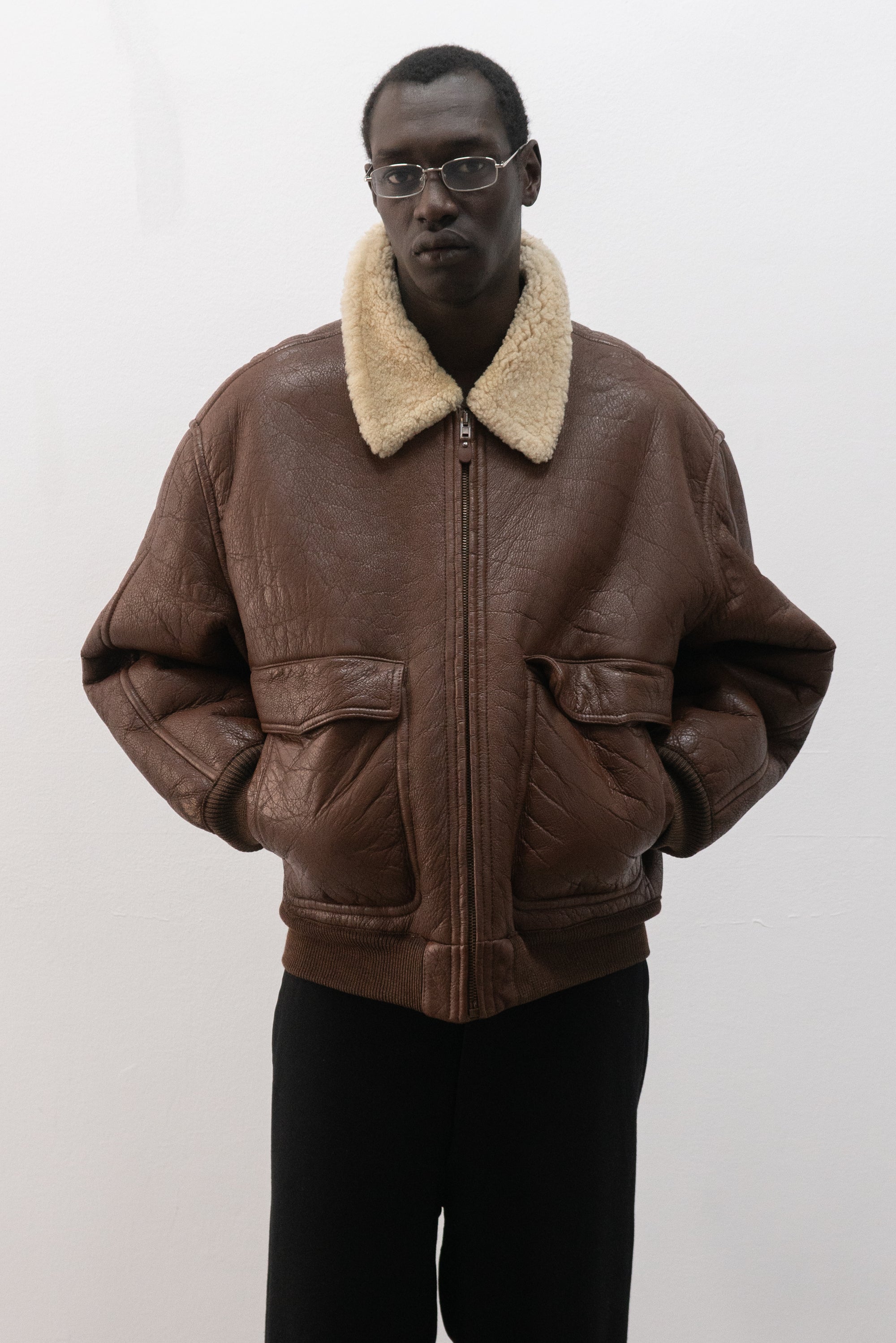1980s emporio armani shearling jacket