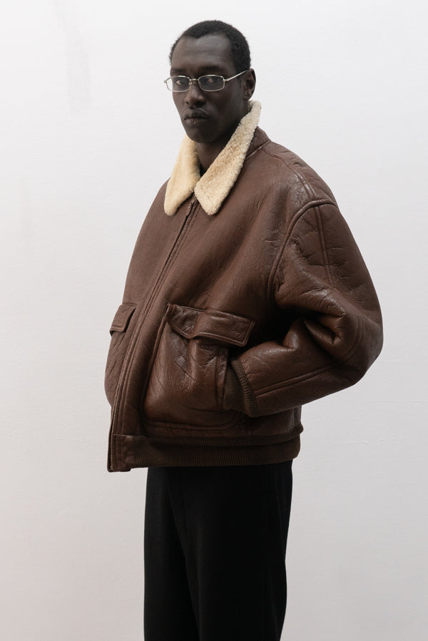 1980s emporio armani shearling jacket