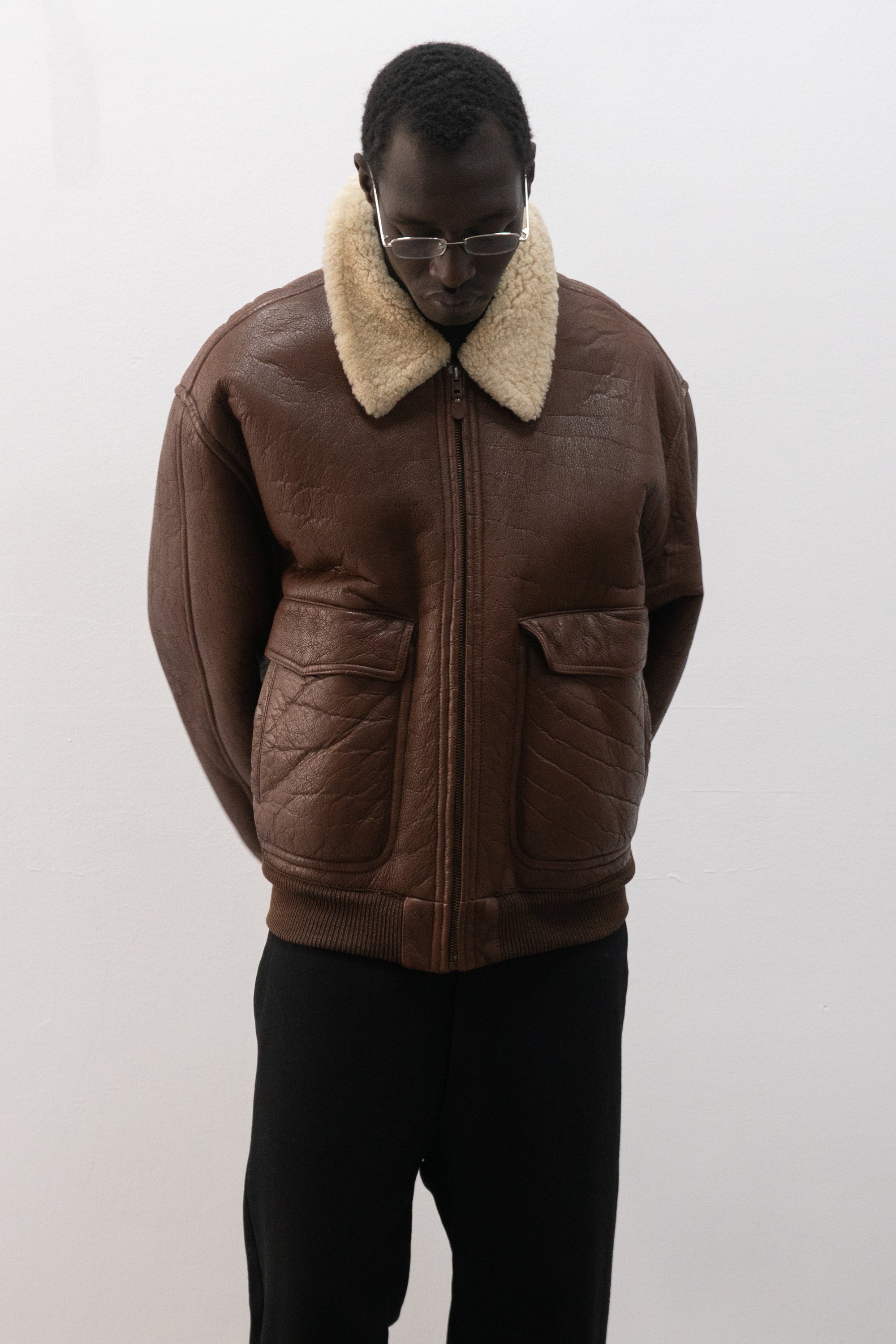 1980s emporio armani shearling jacket