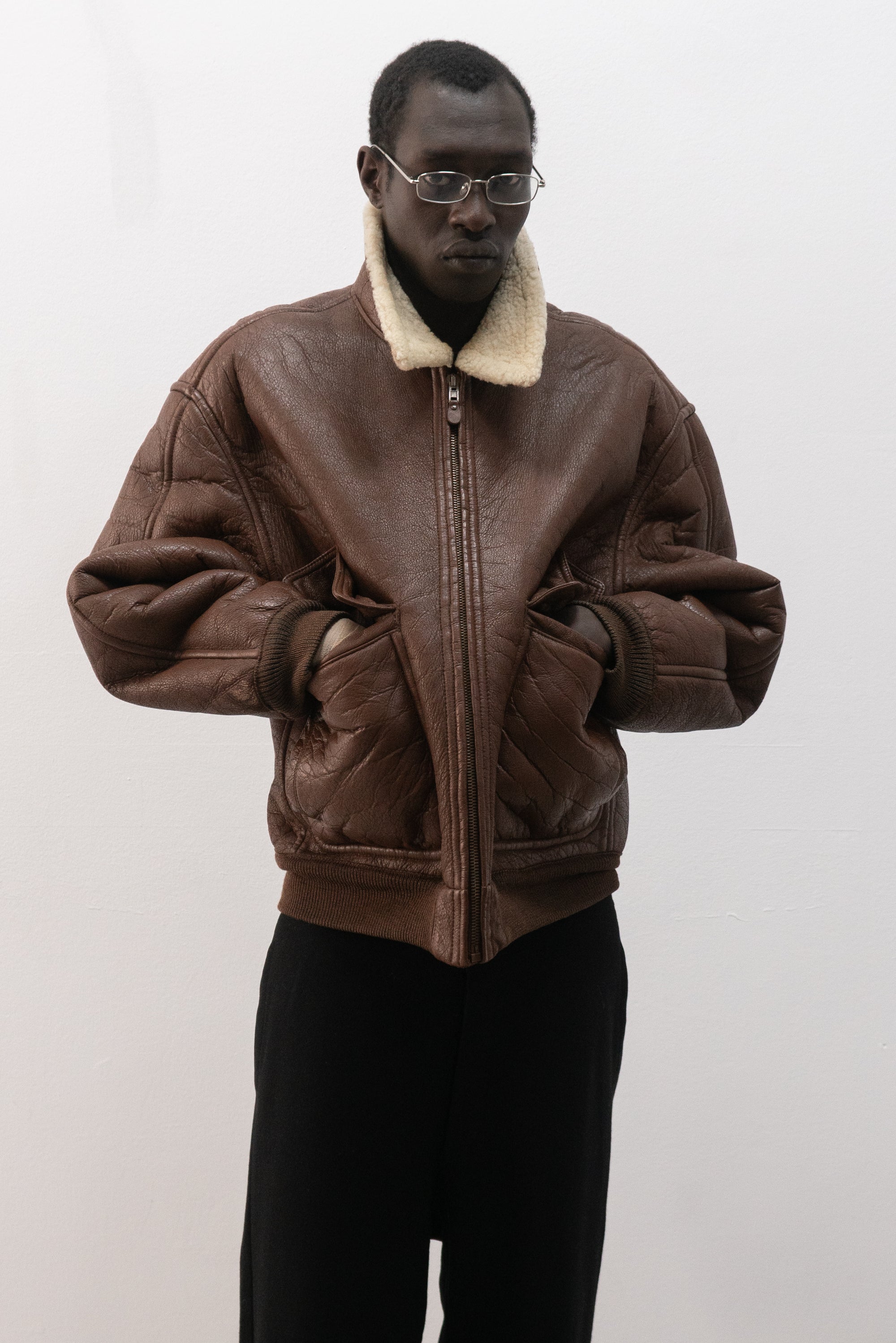 1980s emporio armani shearling jacket