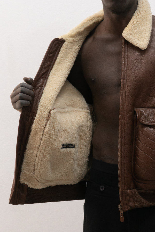 1980s emporio armani shearling jacket