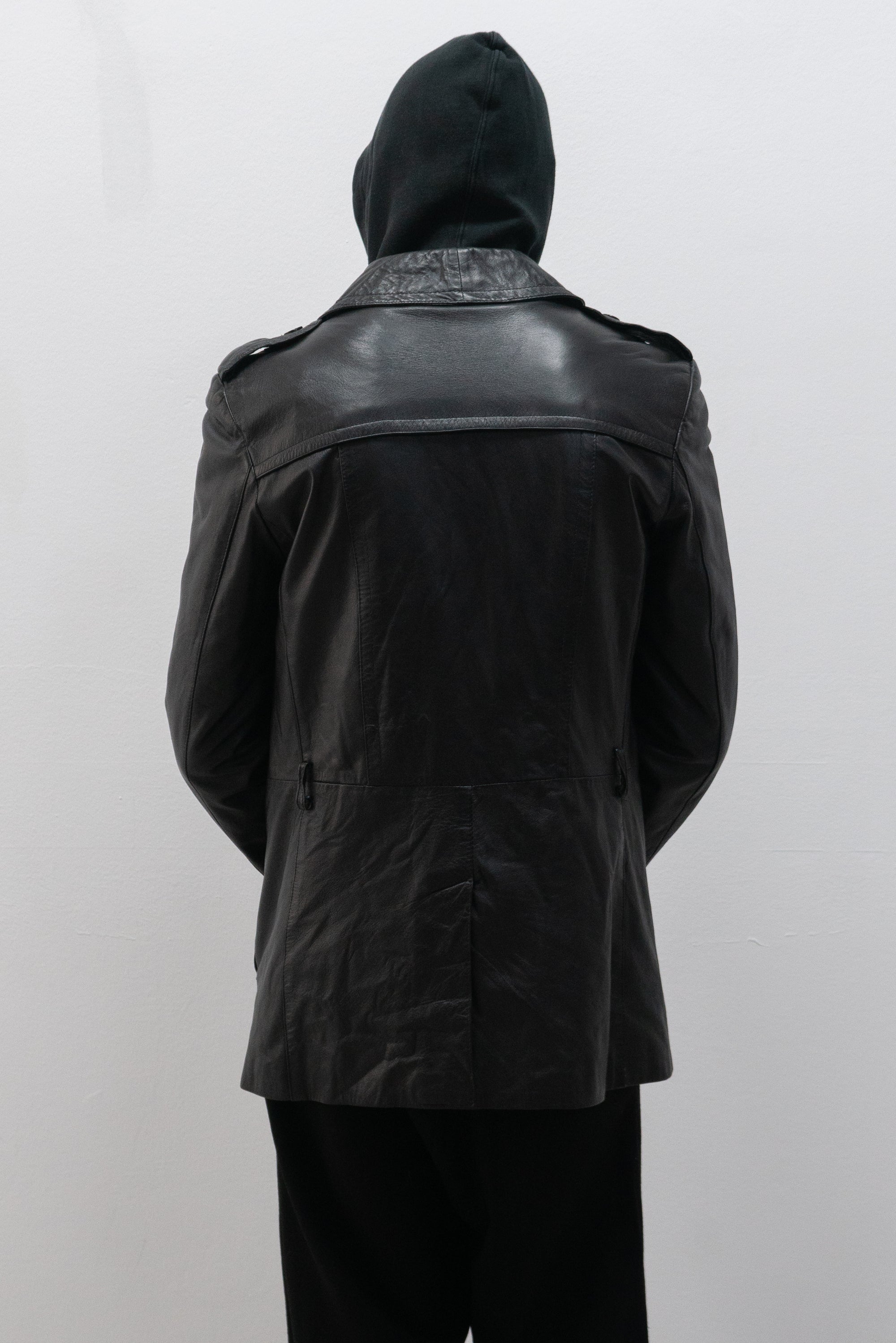 1980s ruffo double breasted leather short coat