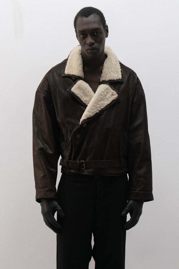 1980s marithe + francois girbaud leather shearling jacket