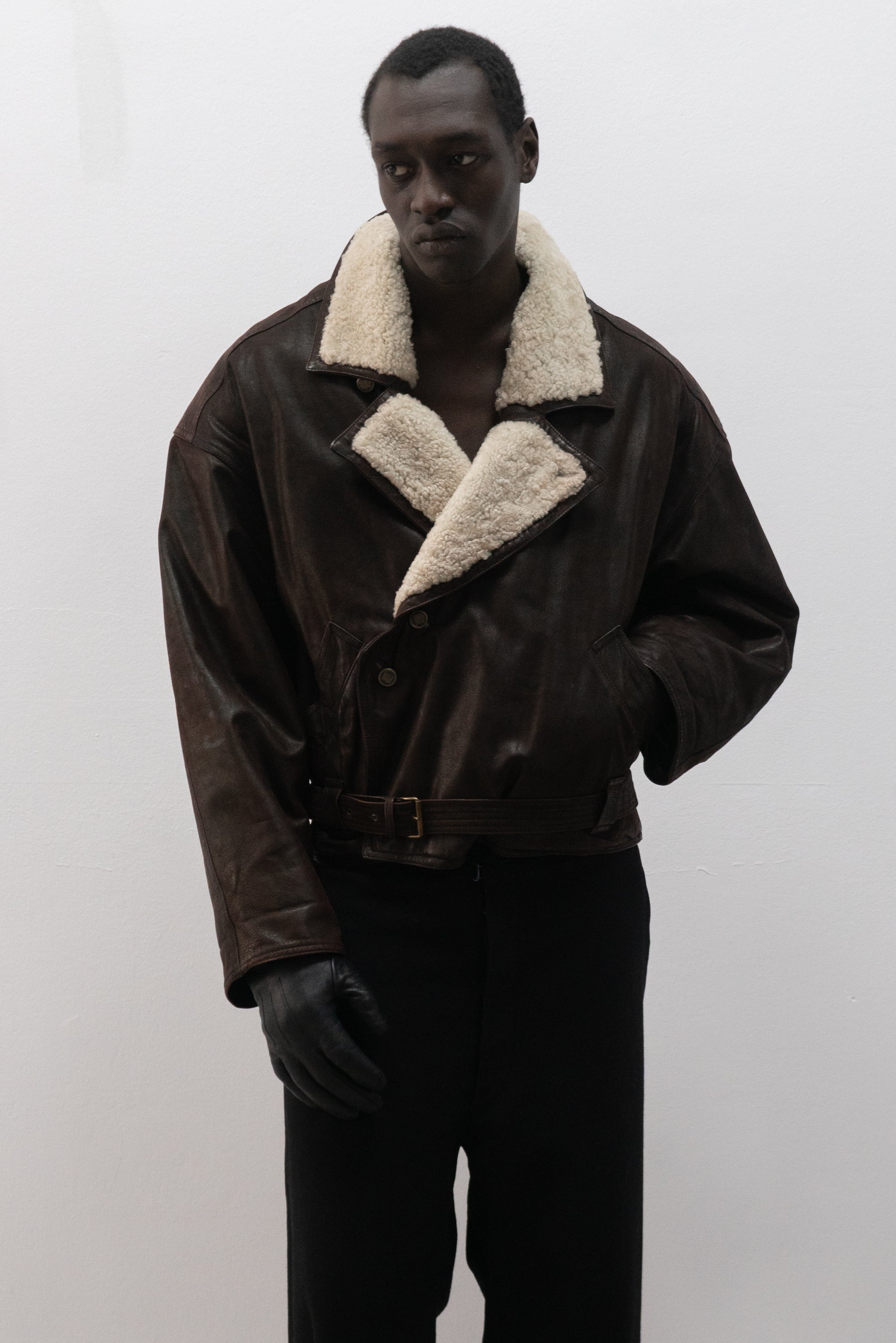 1980s marithe + francois girbaud leather shearling jacket