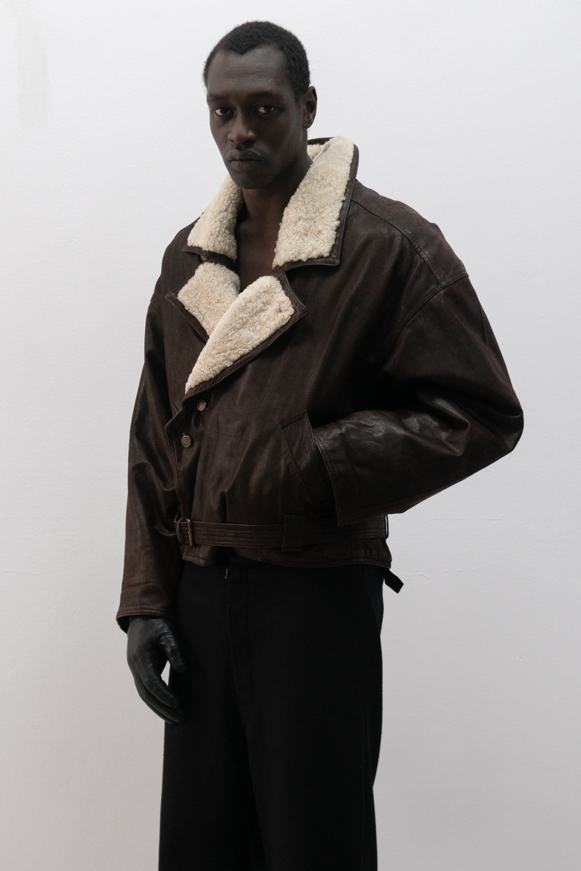 1980s marithe + francois girbaud leather shearling jacket