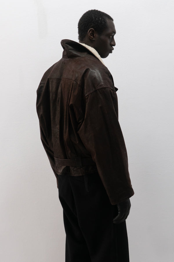 1980s marithe + francois girbaud leather shearling jacket